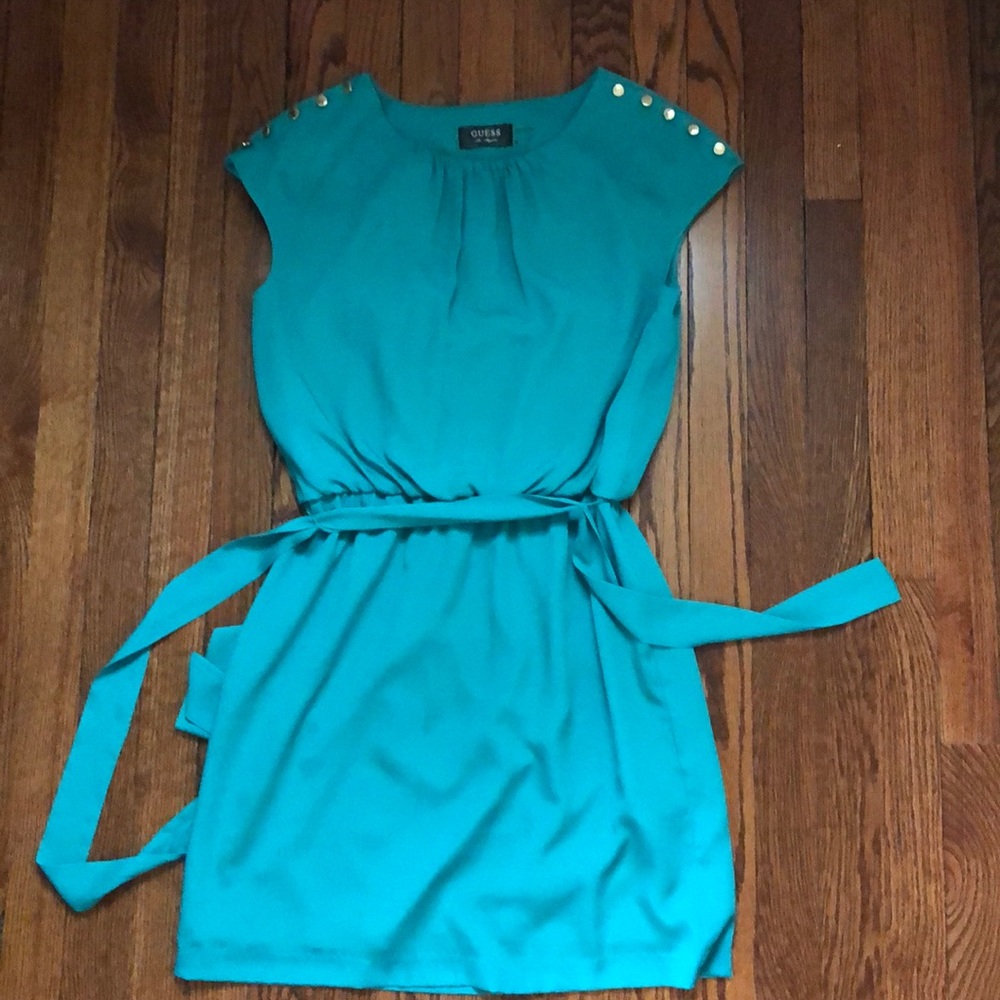 Green Guess dress with gold buttons size 6.